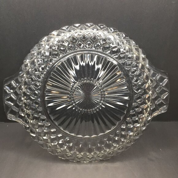 Vintage Anchor Hocking Waterford Waffle Glass Serving Platter Plate 10" Handles - Picture 2 of 8